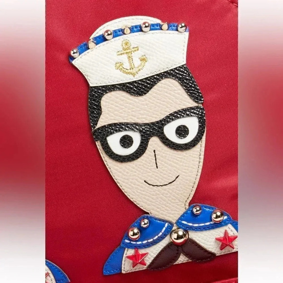 Dolce & Gabanna Red Appliquéd Shell Backpack NWT - Picture 5 of 11